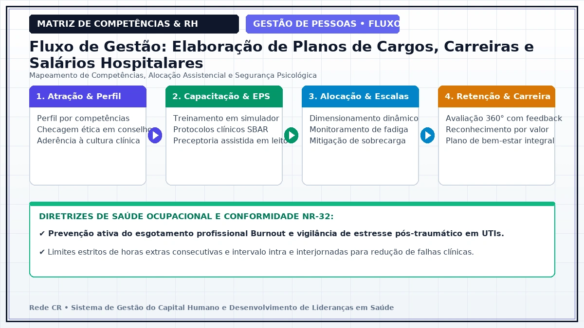 Diagrama de Engenharia de Processos de Pessoas e Matriz de Competências Clínicas - Prevenção do Esgotamento Profissional (Burnout) e Saúde Mental em UTIs
