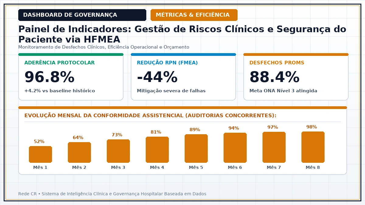 Painel Executivo de Indicadores de Gestão Hospitalar, Dashboards Clínicos e Curva S do Projeto - Gestão de Riscos Clínicos e Segurança do Paciente via Metodologia HFMEA