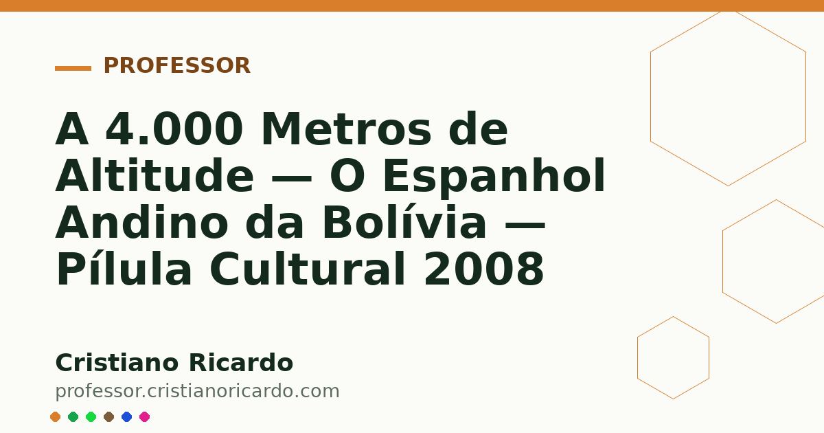 Card OG automático: A 4.000 Metros de Altitude — O Espanhol Andino da Bolívia — Pílula Cultural 2008