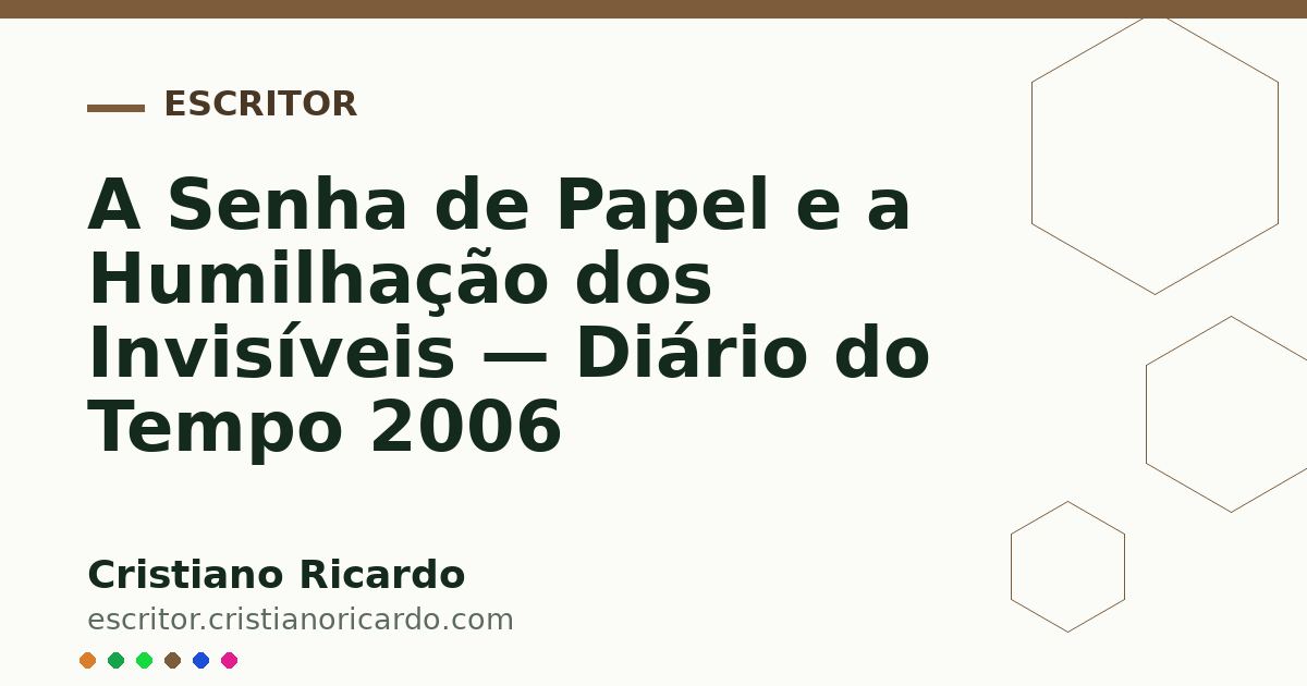 Card OG automático: A Senha de Papel e a Humilhação dos Invisíveis — Diário do Tempo 2006