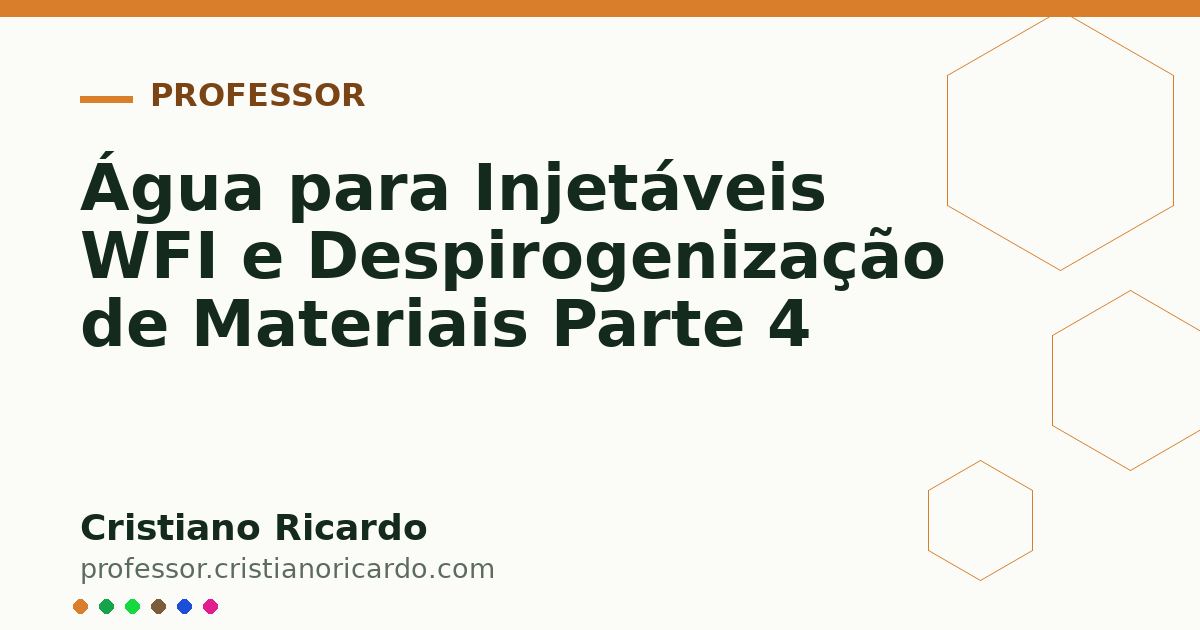 Card OG automático: Água para Injetáveis WFI e Despirogenização de Materiais Parte 4