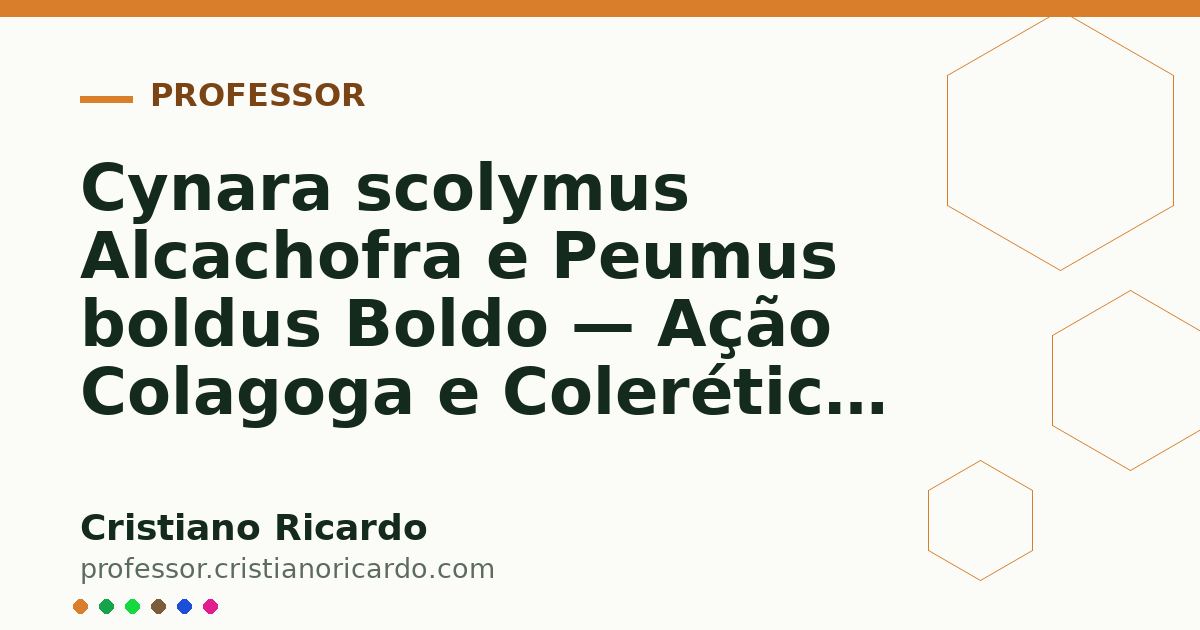 Card OG automático: Cynara scolymus Alcachofra e Peumus boldus Boldo — Ação Colagoga e Colerética Aprofundamento 2