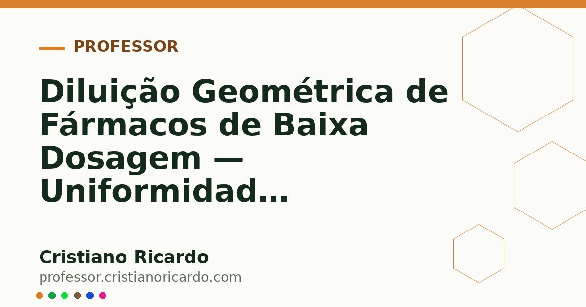 Card OG automático: Diluição Geométrica de Fármacos de Baixa Dosagem — Uniformidade Assegurada Parte 8