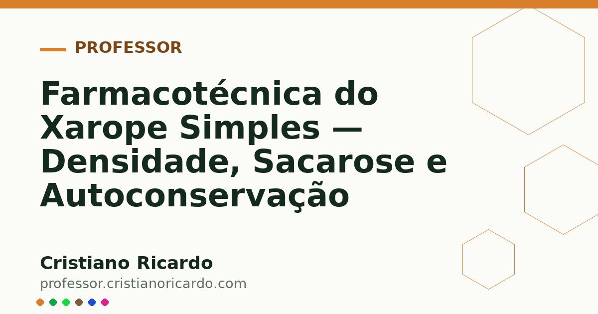 Card OG automático: Farmacotécnica do Xarope Simples — Densidade, Sacarose e Autoconservação