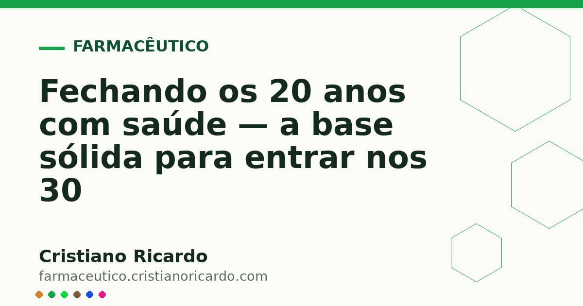 Card OG automático: Fechando os 20 anos com saúde — a base sólida para entrar nos 30