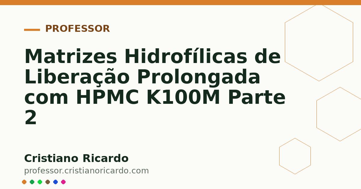 Card OG automático: Matrizes Hidrofílicas de Liberação Prolongada com HPMC K100M Parte 2