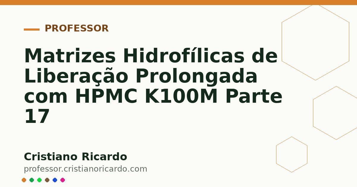 Card OG automático: Matrizes Hidrofílicas de Liberação Prolongada com HPMC K100M Parte 17