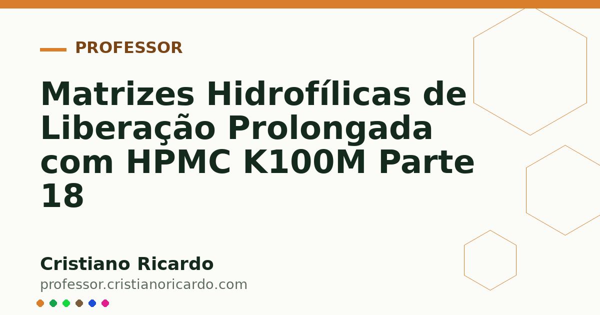Card OG automático: Matrizes Hidrofílicas de Liberação Prolongada com HPMC K100M Parte 18