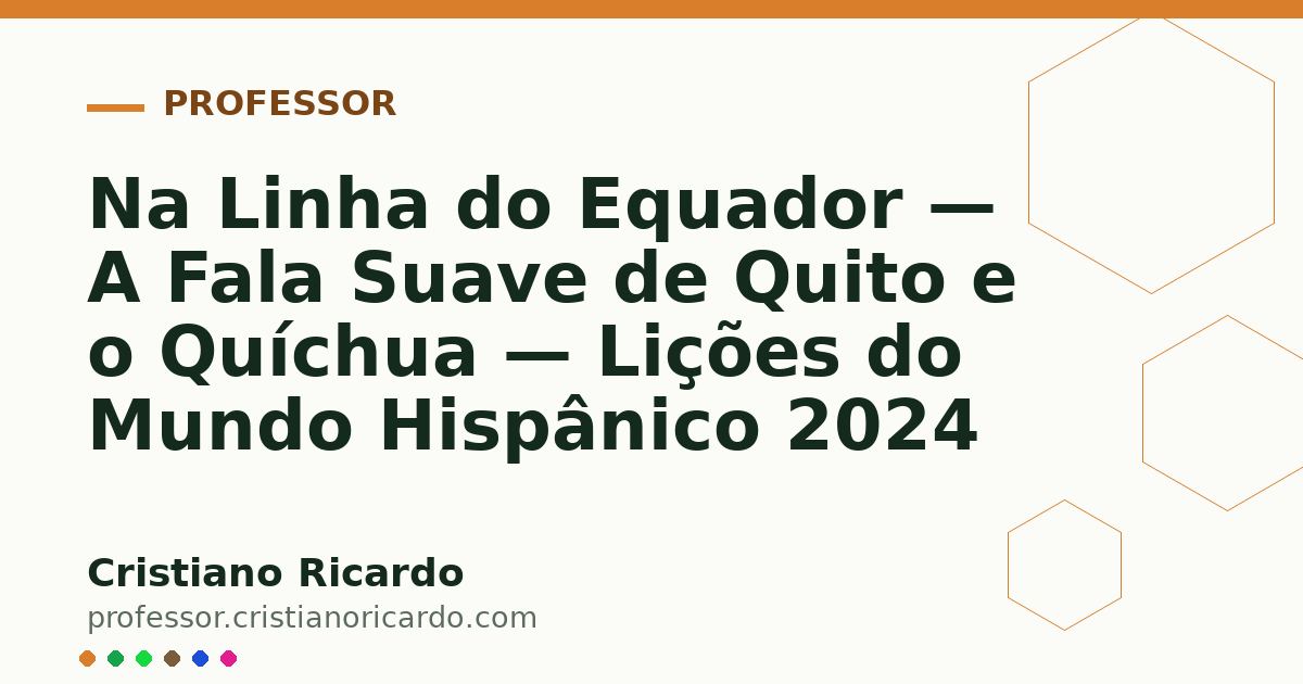 Card OG automático: Na Linha do Equador — A Fala Suave de Quito e o Quíchua — Lições do Mundo Hispânico 2024