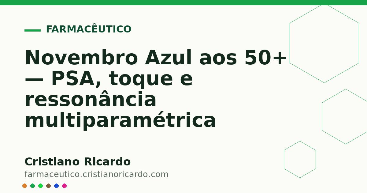 Card OG automático: Novembro Azul aos 50+ — PSA, toque e ressonância multiparamétrica