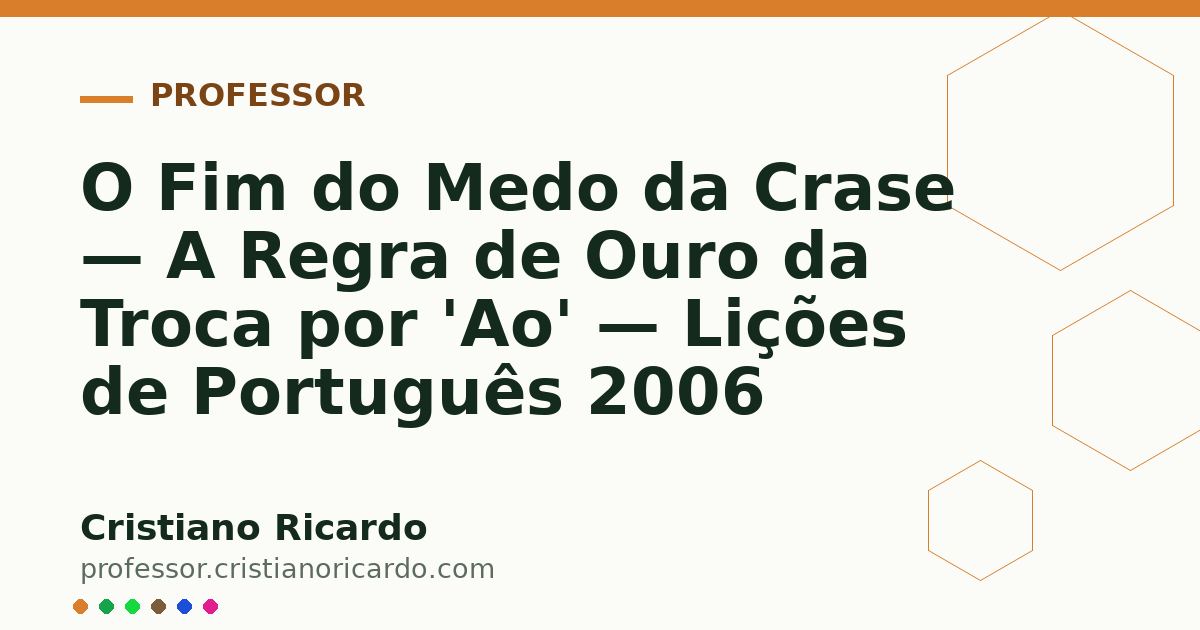 Card OG automático: O Fim do Medo da Crase — A Regra de Ouro da Troca por 'Ao' — Lições de Português 2006