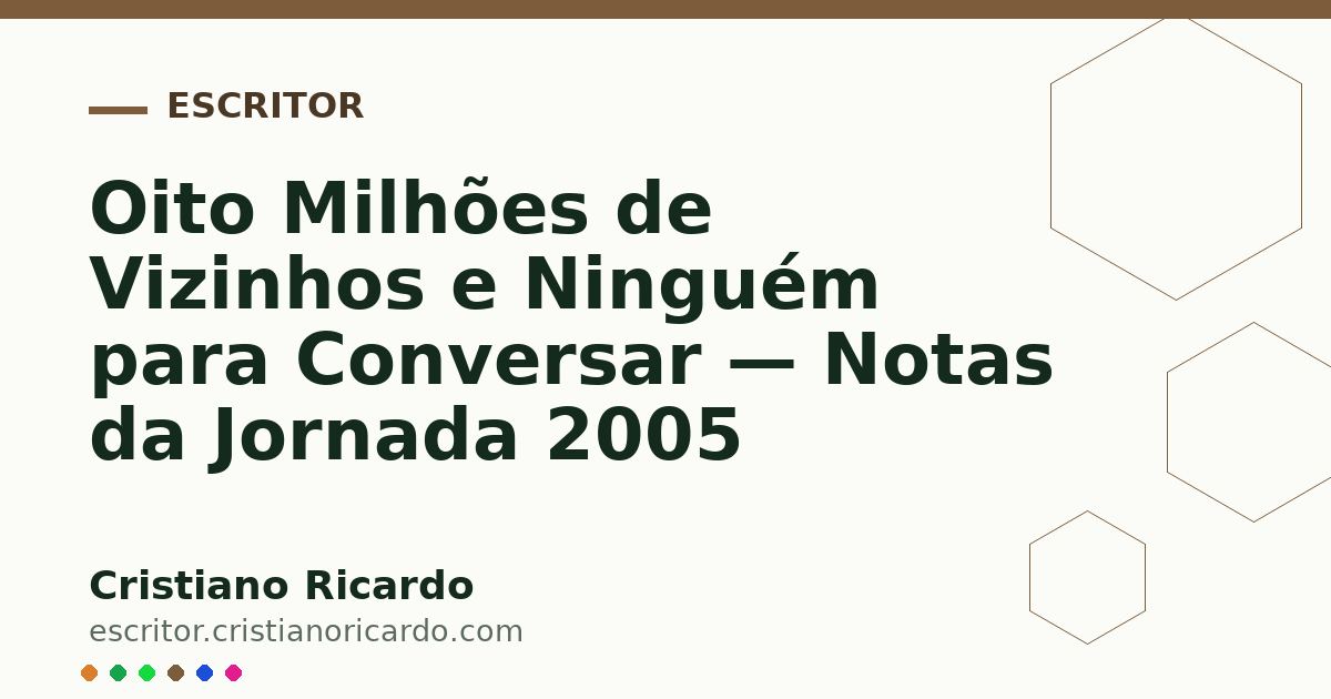 Card OG automático: Oito Milhões de Vizinhos e Ninguém para Conversar — Notas da Jornada 2005