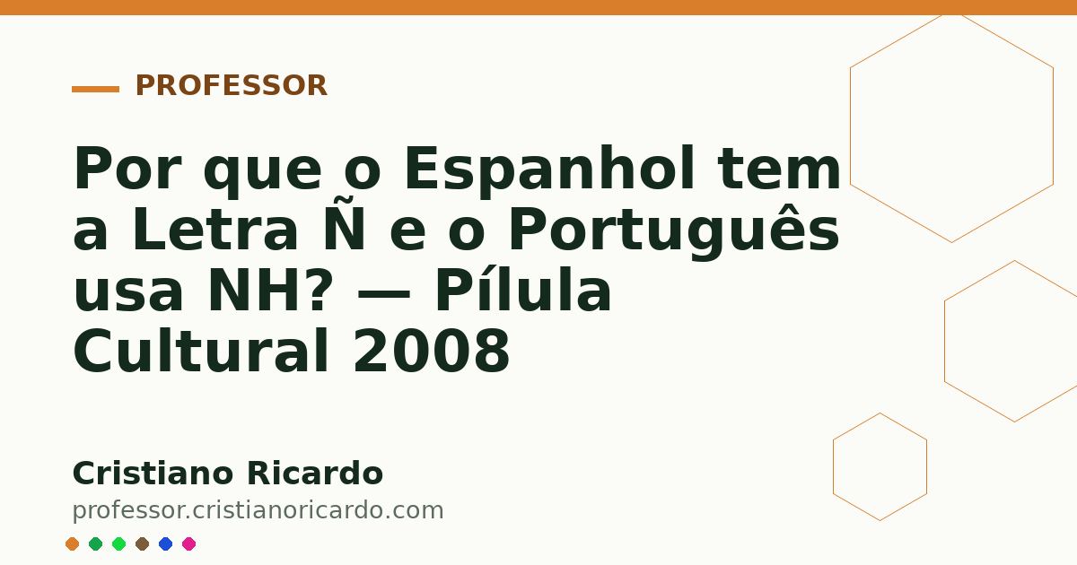 Card OG automático: Por que o Espanhol tem a Letra Ñ e o Português usa NH? — Pílula Cultural 2008