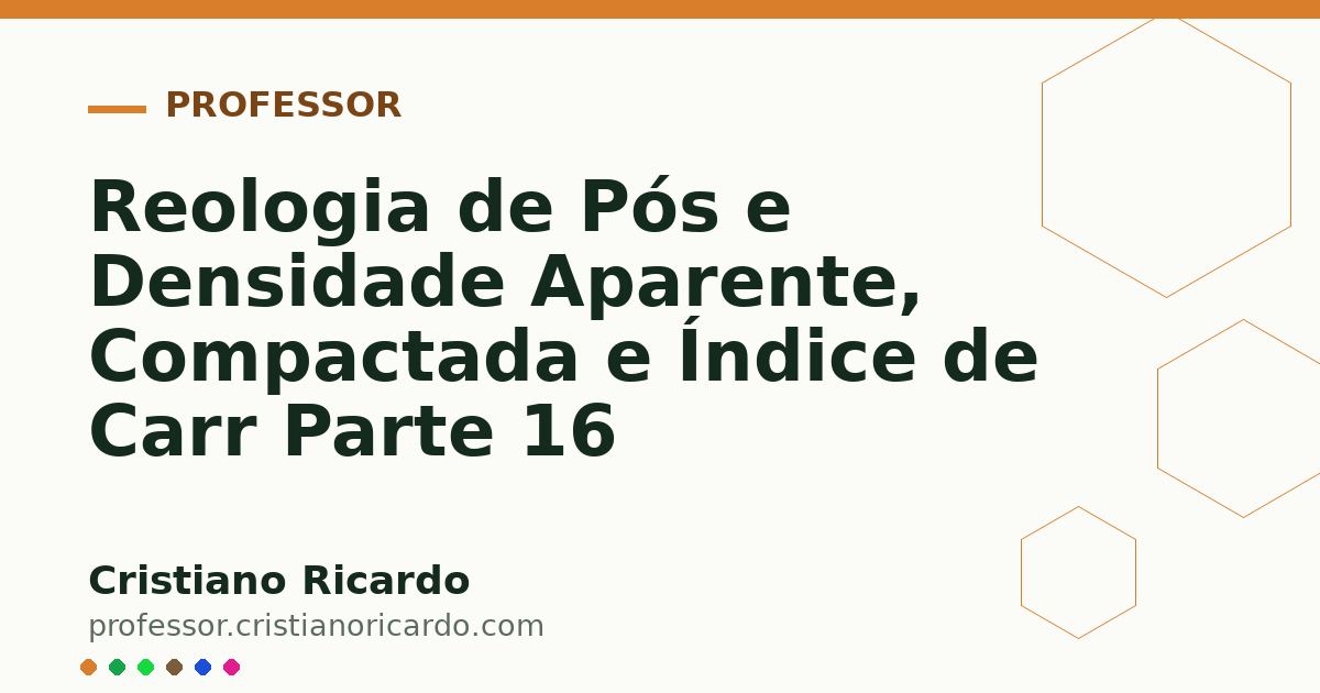 Card OG automático: Reologia de Pós e Densidade Aparente, Compactada e Índice de Carr Parte 16
