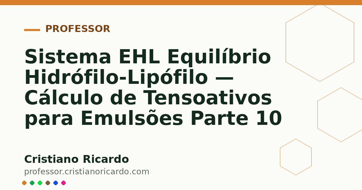 Card OG automático: Sistema EHL Equilíbrio Hidrófilo-Lipófilo — Cálculo de Tensoativos para Emulsões Parte 10