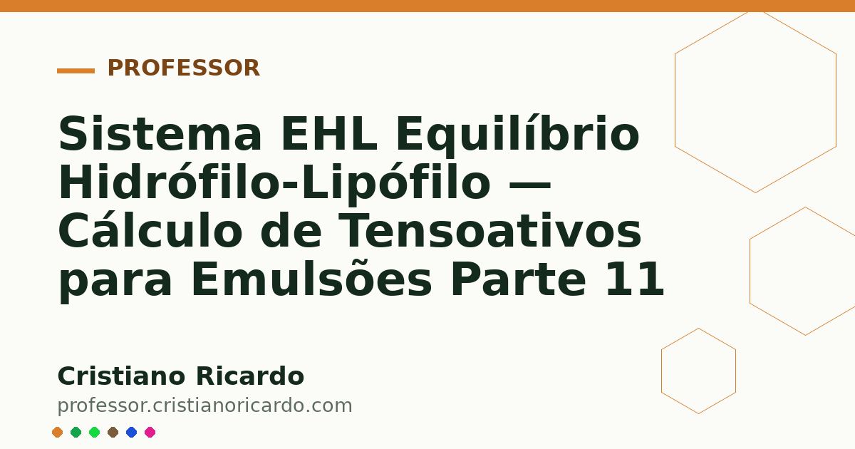 Card OG automático: Sistema EHL Equilíbrio Hidrófilo-Lipófilo — Cálculo de Tensoativos para Emulsões Parte 11
