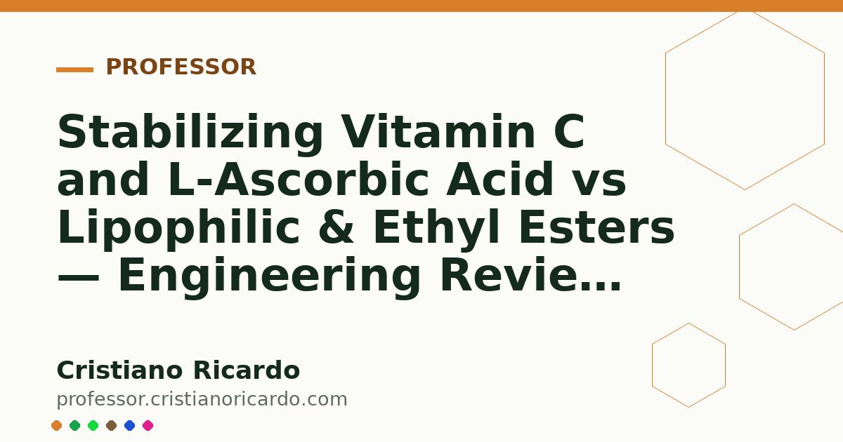 Card OG automático: Stabilizing Vitamin C and L-Ascorbic Acid vs Lipophilic & Ethyl Esters — Engineering Review 2008